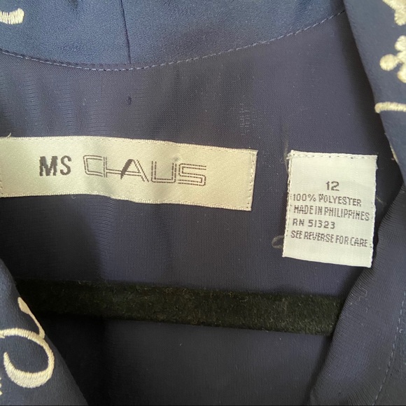 Vintage grannycore navy button up pleated dress - Picture 6 of 6